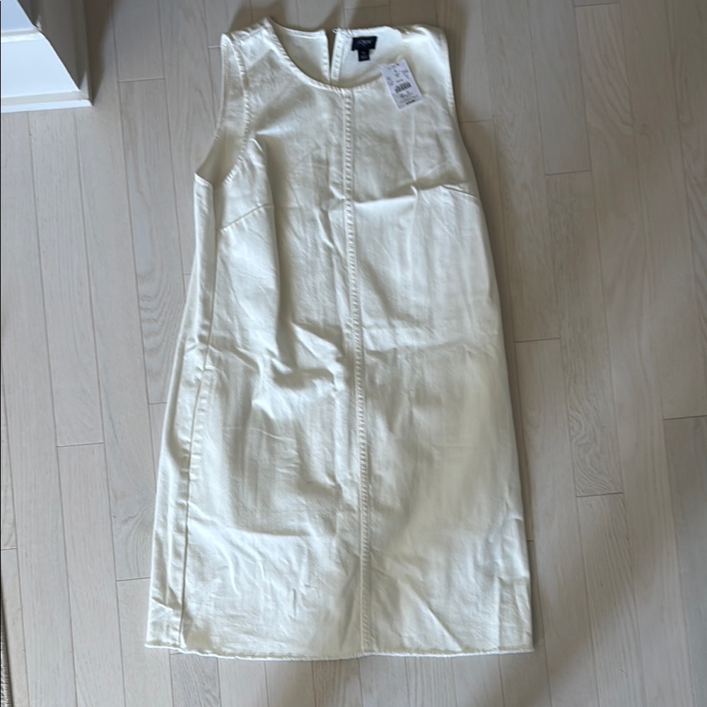 Cream Denim Sleeveless Dress